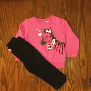 Pink/Black Zebra Jumping Beans Outfit 24M